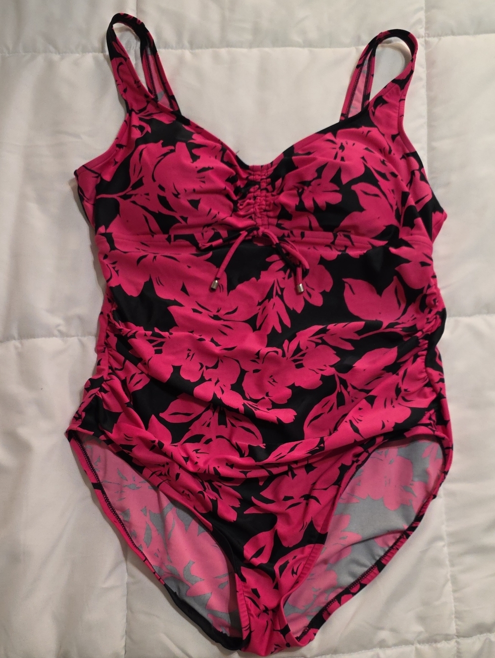 Aqua Green Hot Pink Floral One-Piece